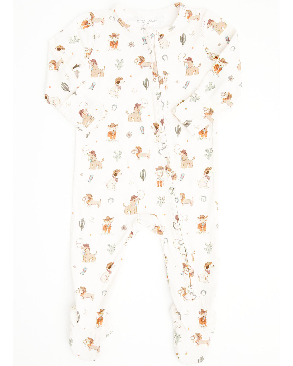 Boys' Angel Dear Infant Cowboy Dogs Long Sleeve Zipper Onesie
