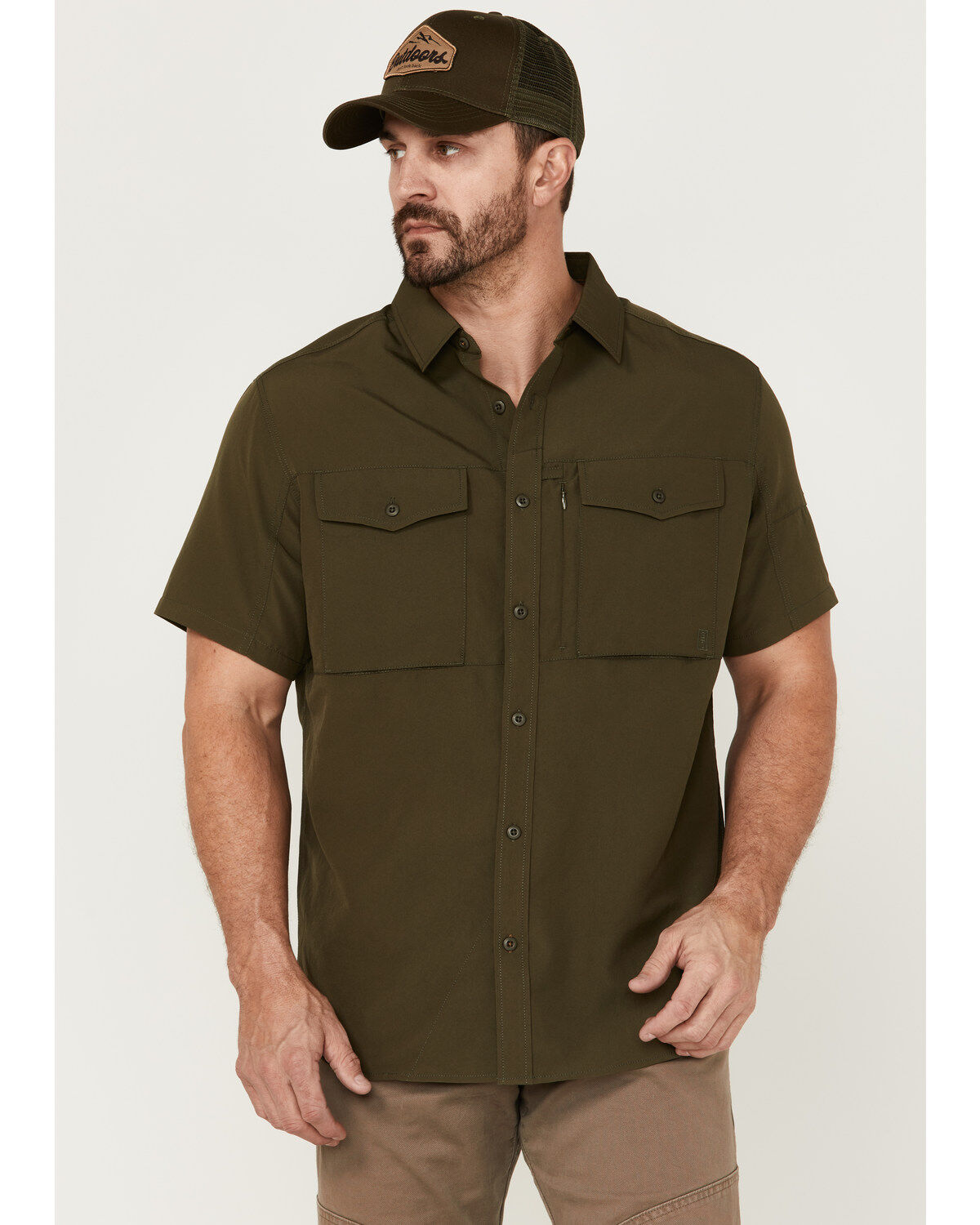 Men's Brothers and Sons Solid Dobby Performance Short Sleeve Button-Do