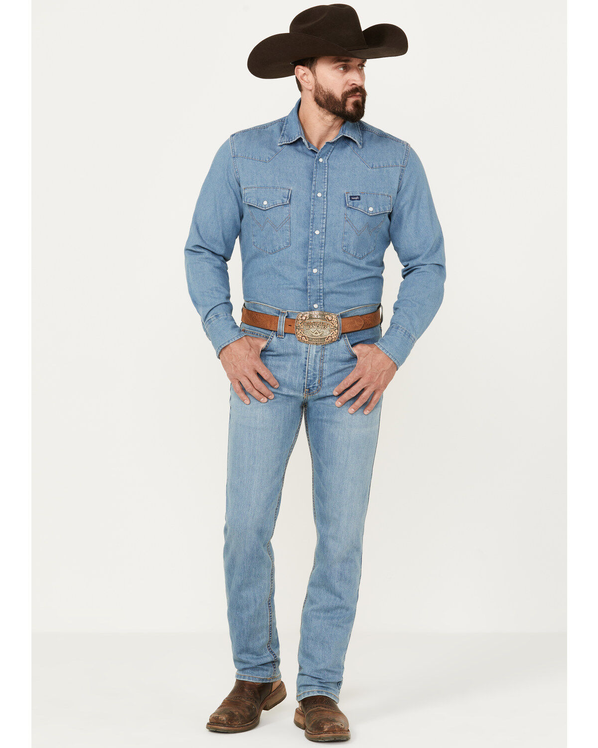Men's Justin 1879 Light Wash Modern Slim Straight Stretch Denim Jeans