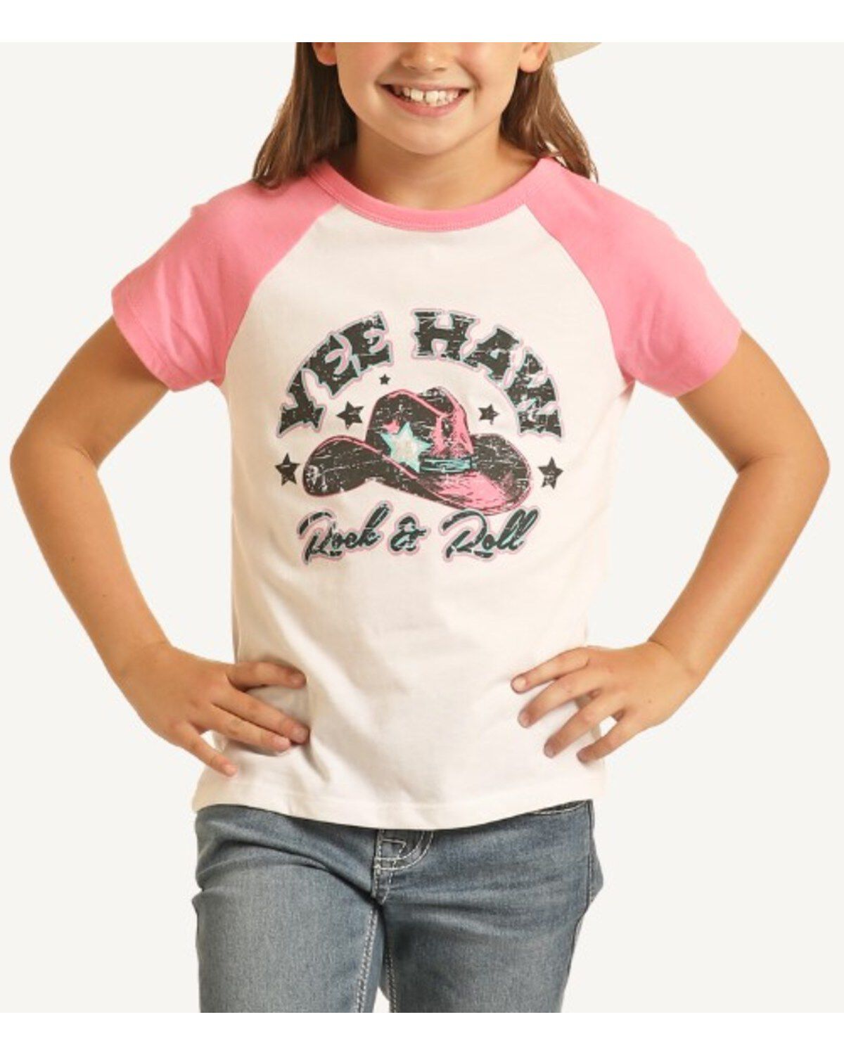 Girls' Rock & Roll Denim Yee Haw Short Sleeve Graphic Tee