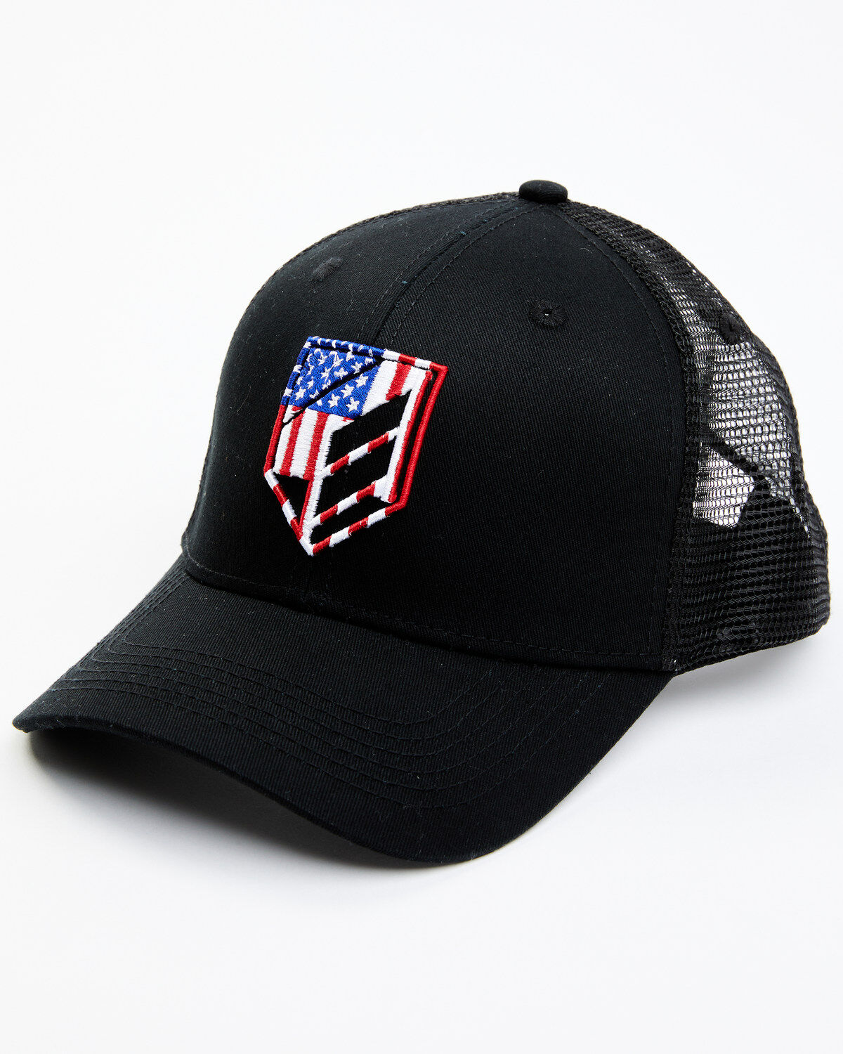 Men's RANK 45 American Flag Shield Patch Mesh-Back Ball Cap