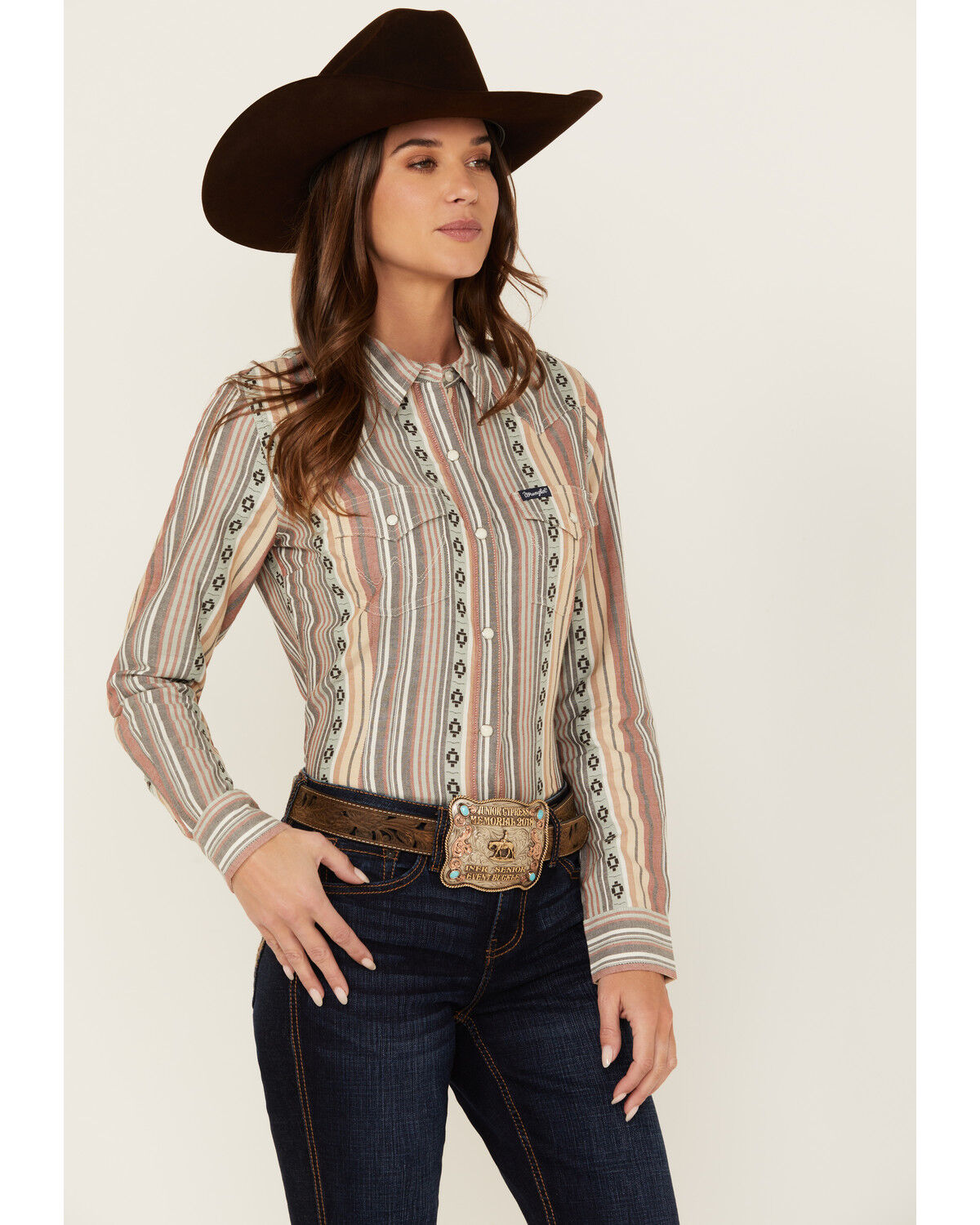 Women's Wrangler Retro Striped Long Sleeve Snap Western Shirt