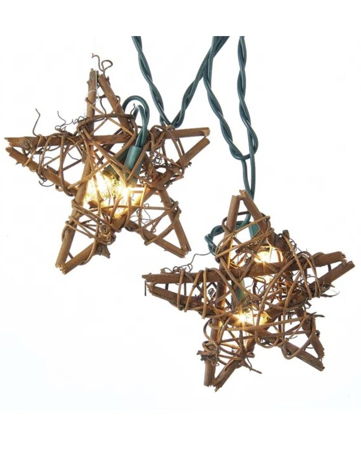 Kurt Adler 9' UL 10L Rattan Natural Star Light Set