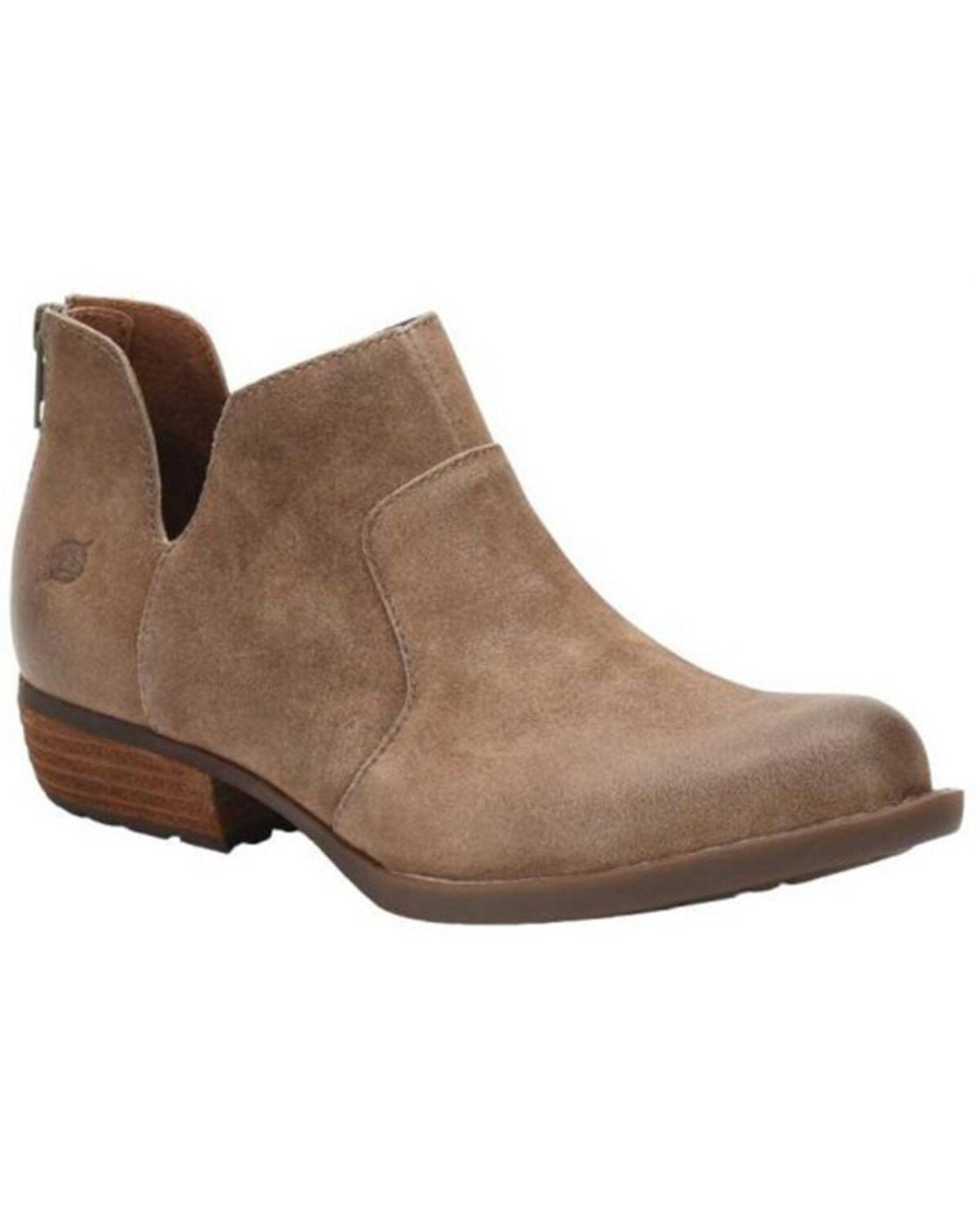 Women's Born Distressed Taupe Kerri Full-Grain Fashion Bootie - Round