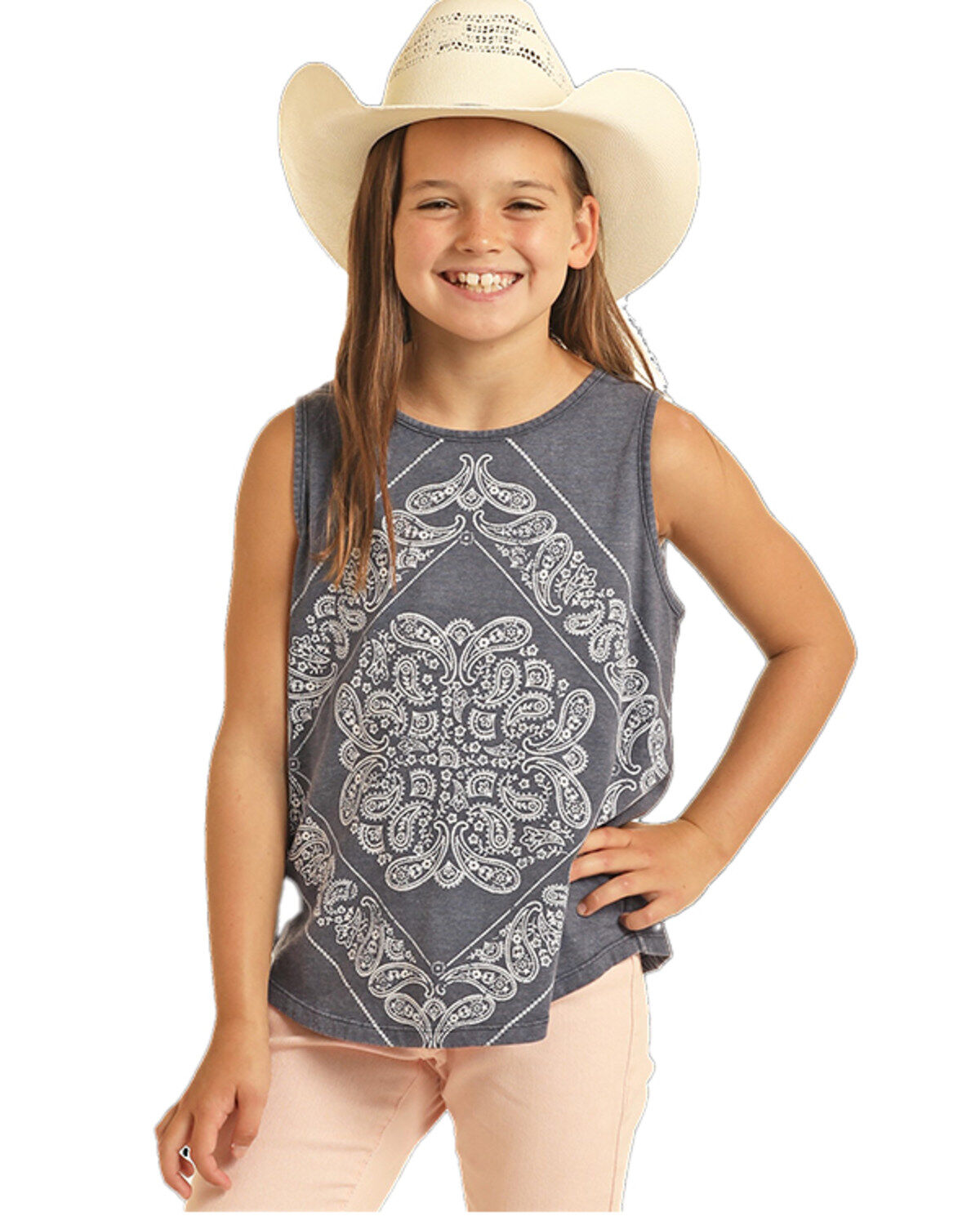 Girls' Rock & Roll Denim Bandana Print Tank