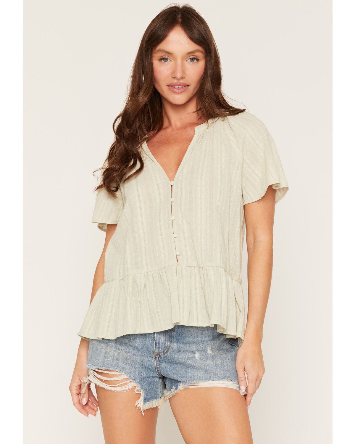Women's Lovestitch Short Sleeve Peplum Top