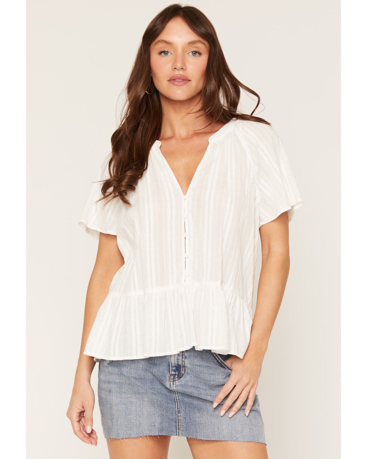 Women's Lovestitch Short Sleeve Peplum Top