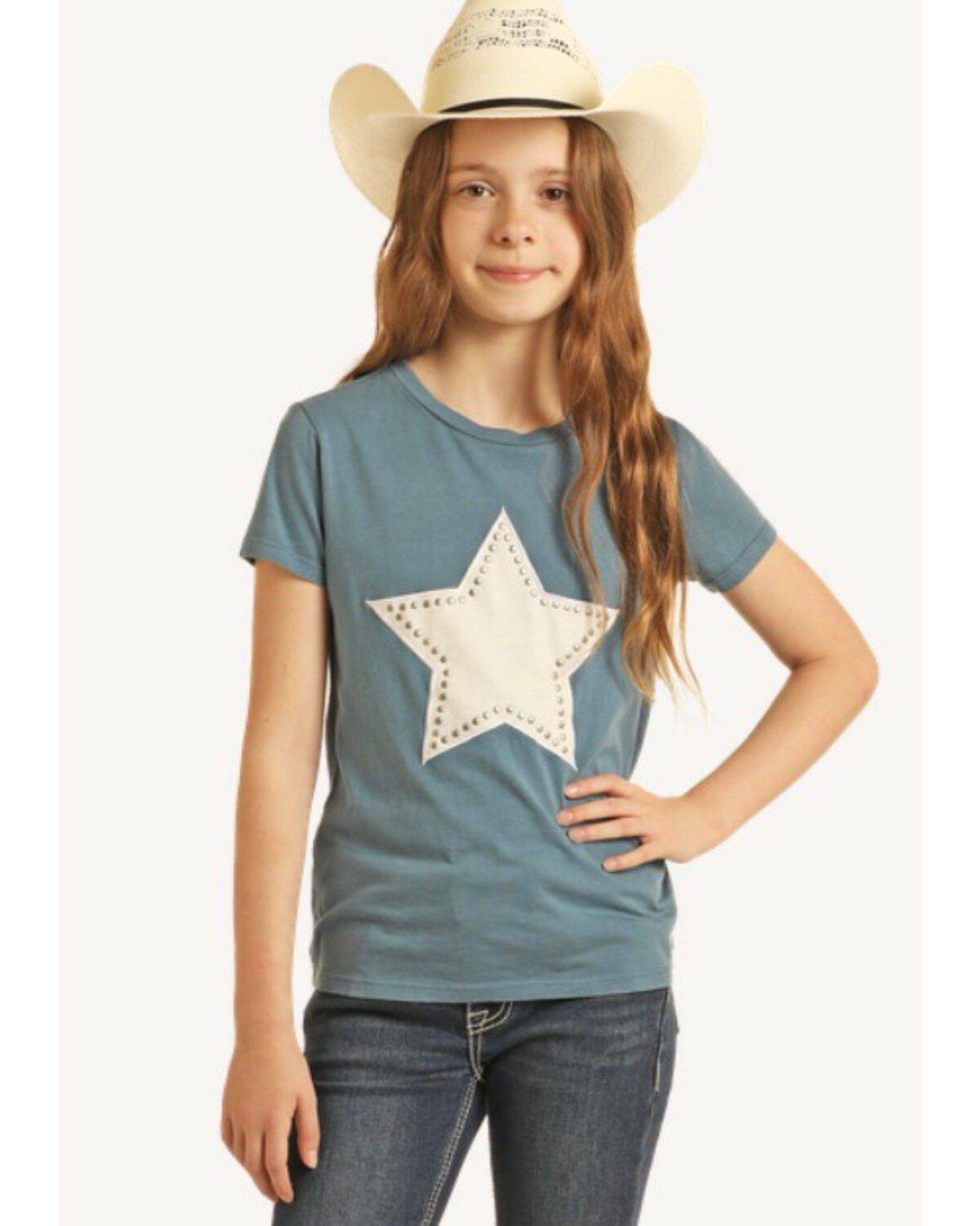 Girls' Rock & Roll Denim Star Short Sleeve Graphic Tee