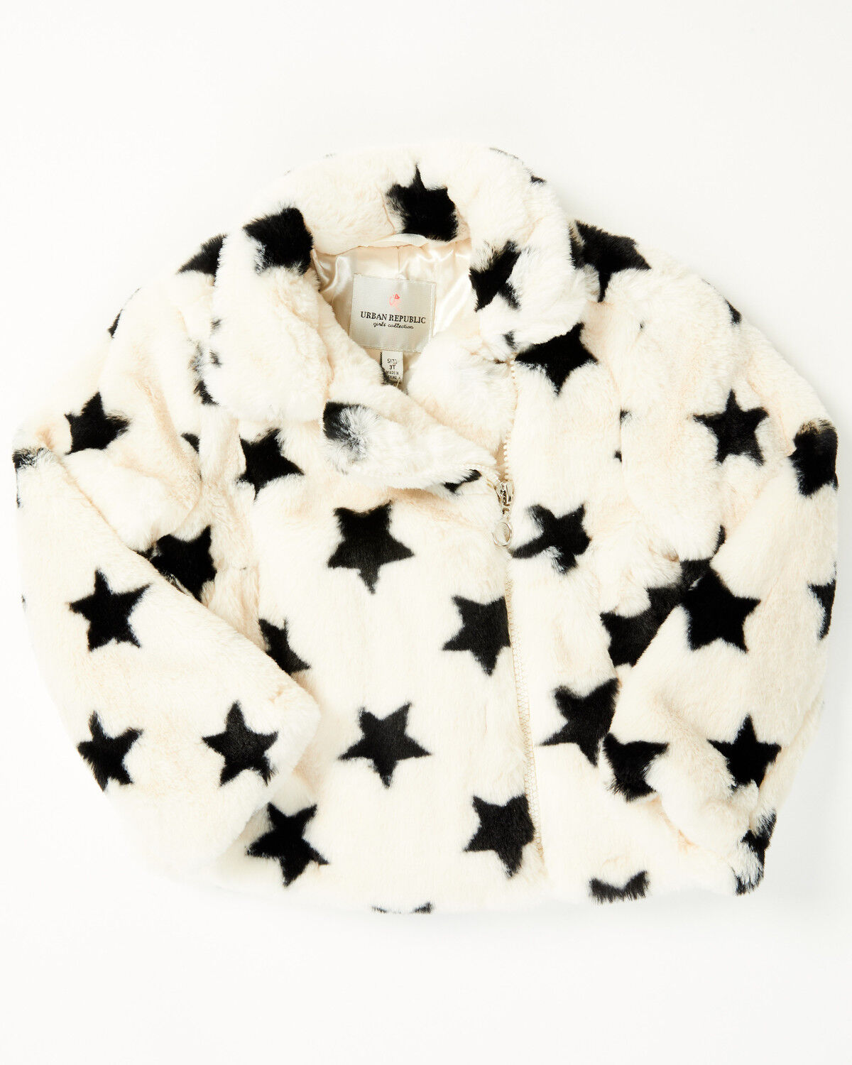Girls' Urban Republic Toddler Star Print Faux Fur Moto Jacket