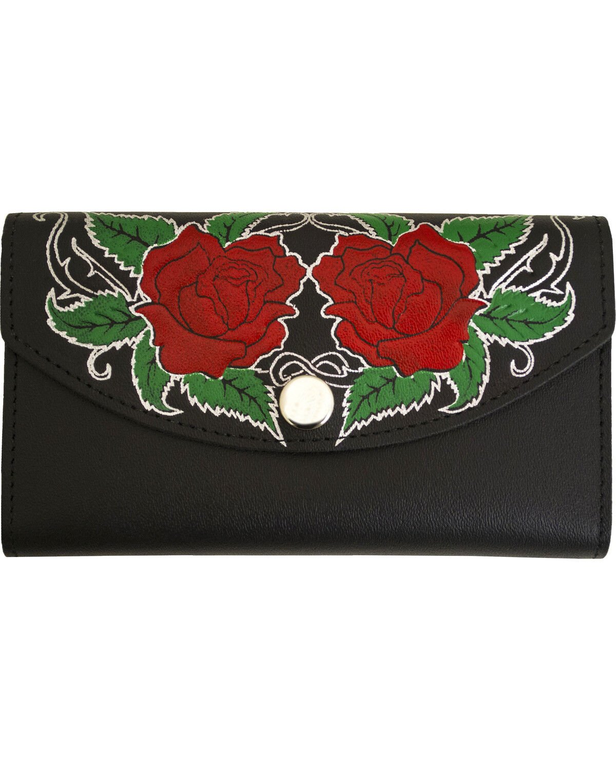 Women's Western Express Rose Black Leather Organizer Wallet