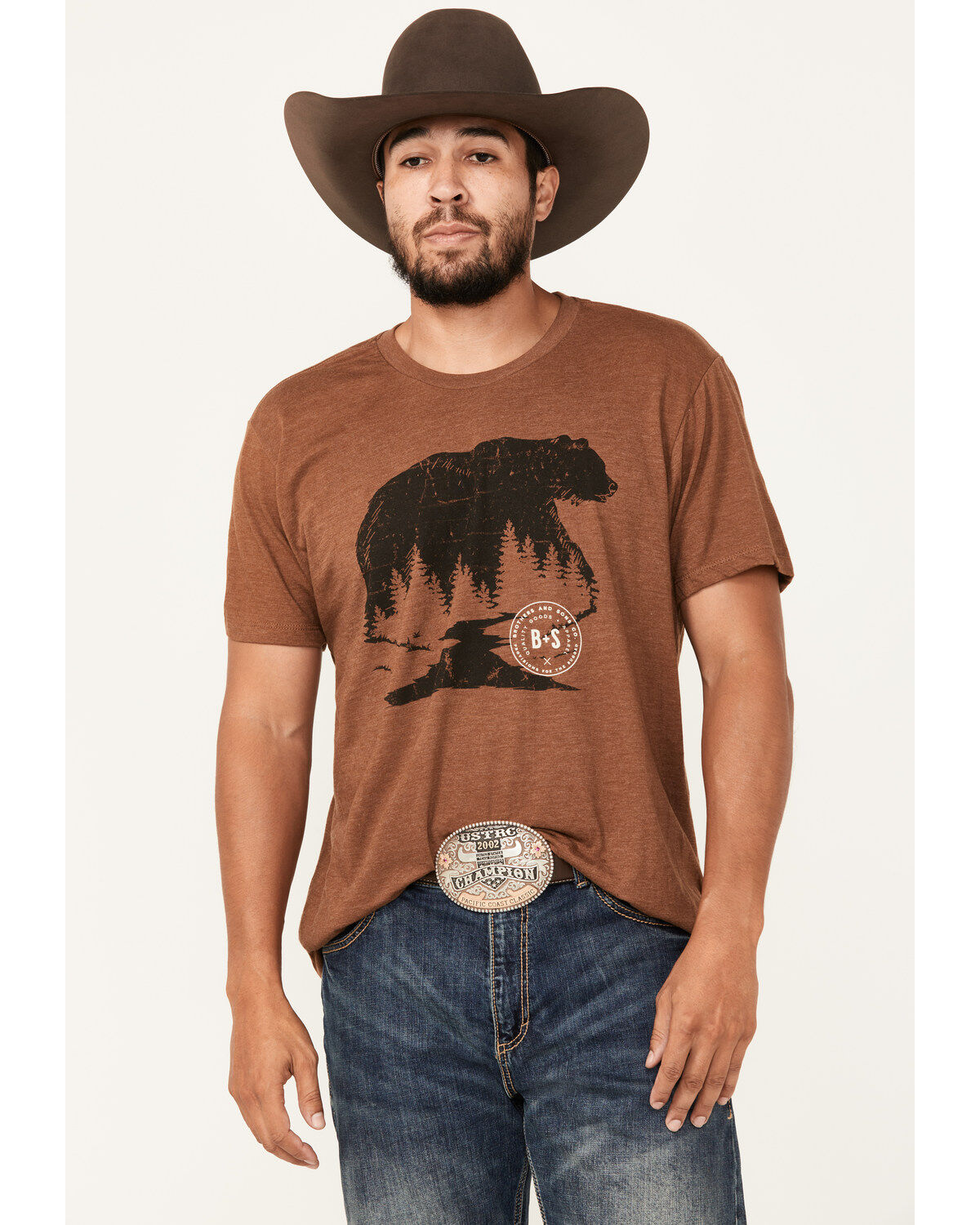 Men's Brothers and Sons Brown Bear Short Sleeve Graphic T-Shirt