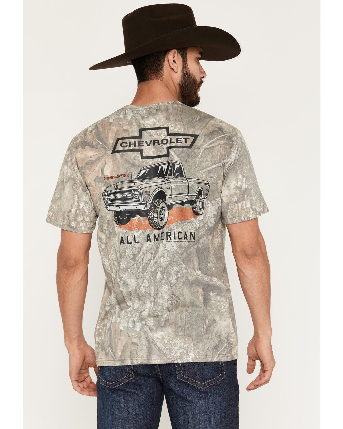 Men's Buckwear Chevy All American Camo Print Short Sleeve Graphic T-Sh