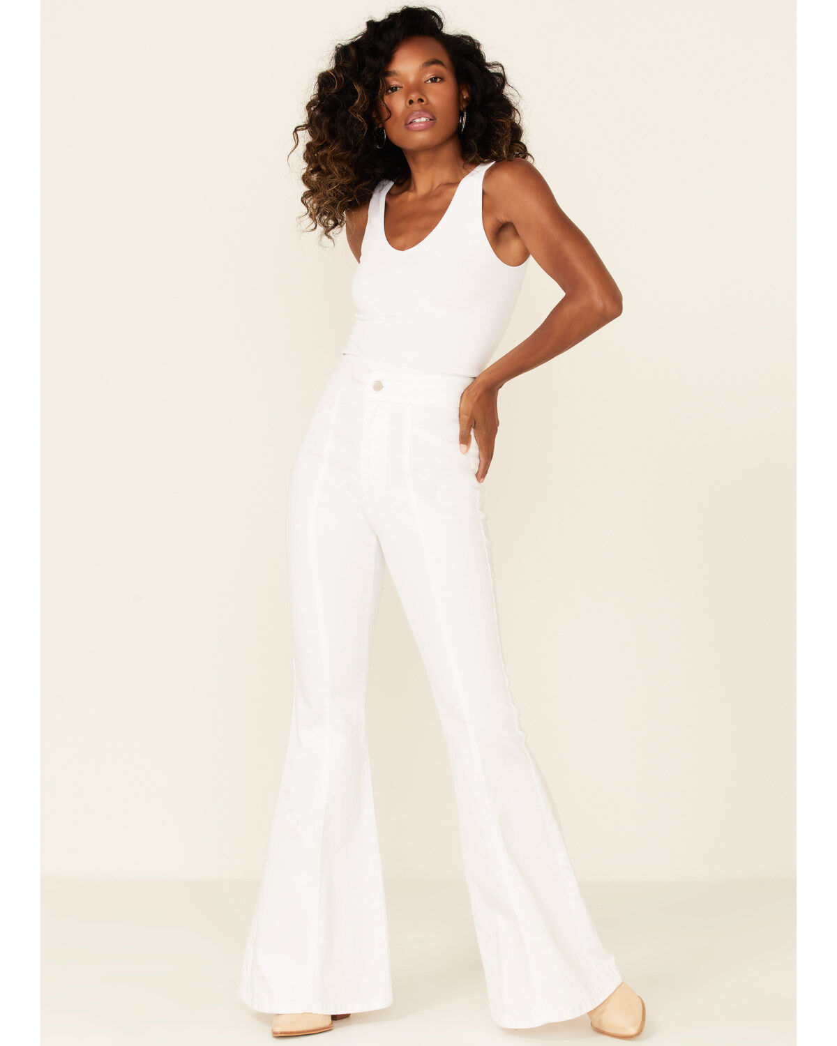White high rise flare pants hotsell