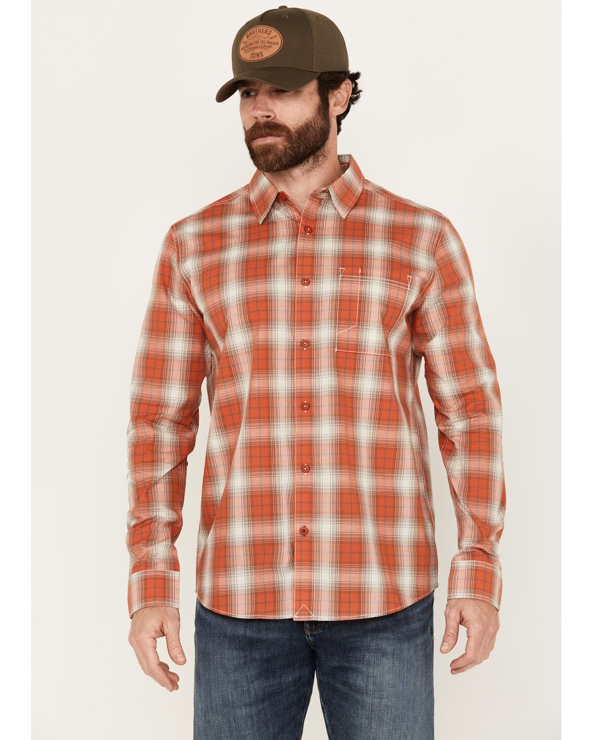 Men's Brothers and Sons Houston Plaid Print Long Sleeve Button Down We