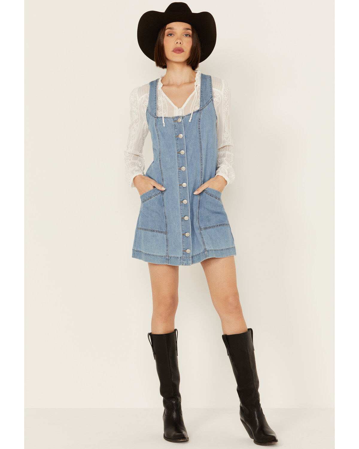 Women's Cleo + Wolf Rigid Oakes Medium Wash A-Line Denim Mini Dress