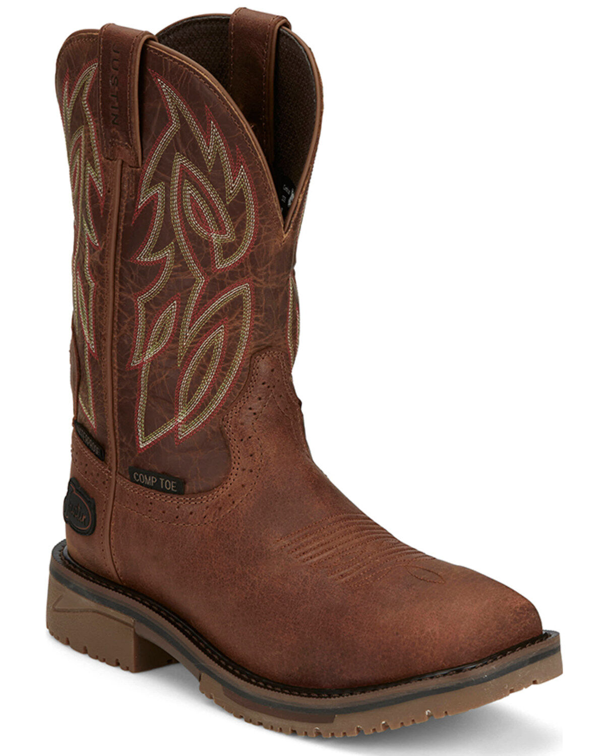 Men's Justin Broncy Waterproof Western Work Boots - Composite Toe