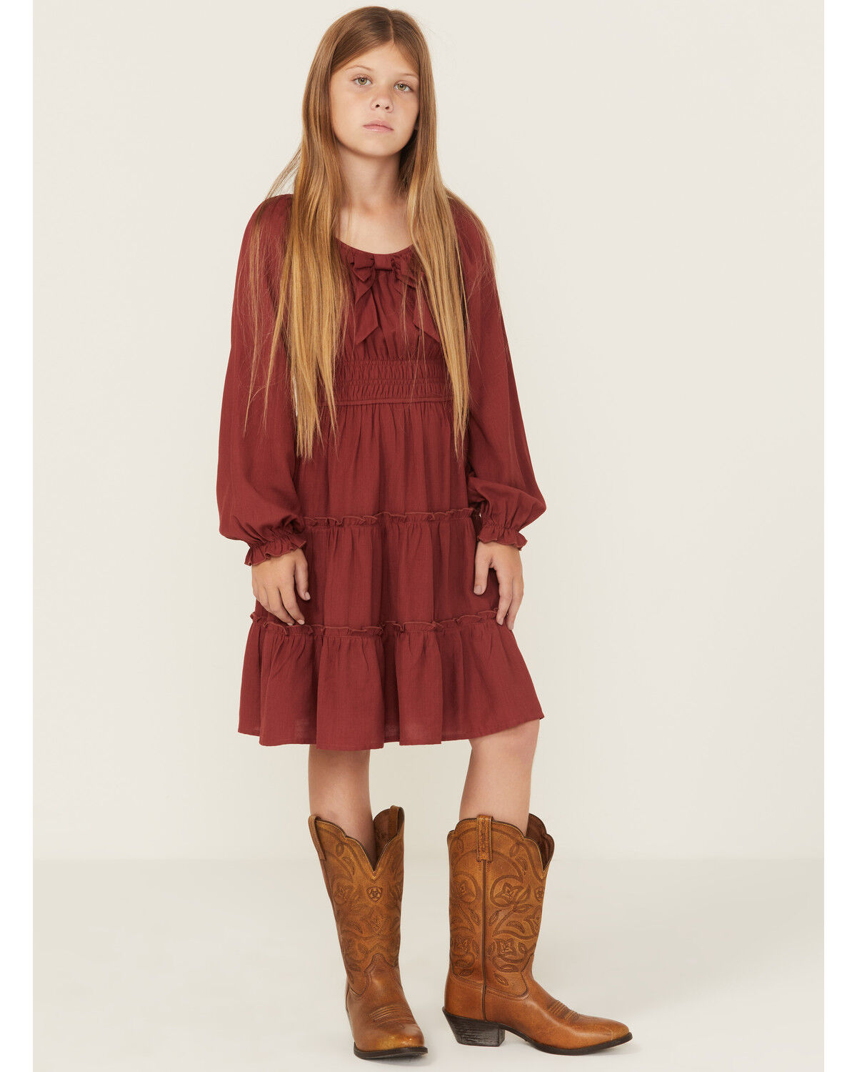 Girls' Shyanne Baby Down Bow Long Sleeve Mini Dress