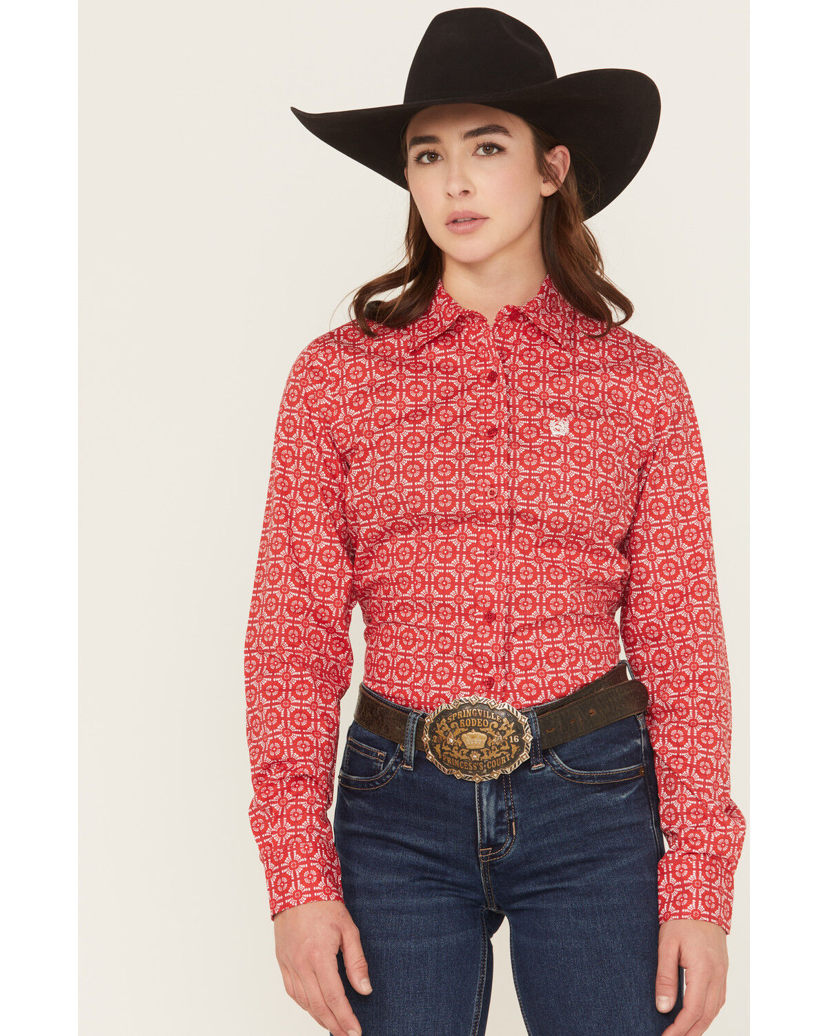 Women's Cinch Geo Print Long Sleeve Button-Down Stretch Western Shirt