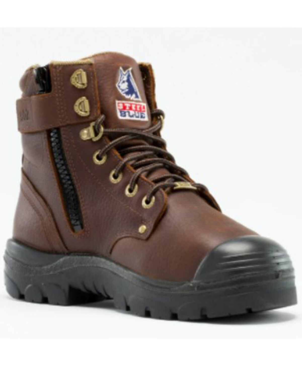 Men's Steel Blue Argyle 6" Zip & Lace-Up Work Boots - Steel Toe