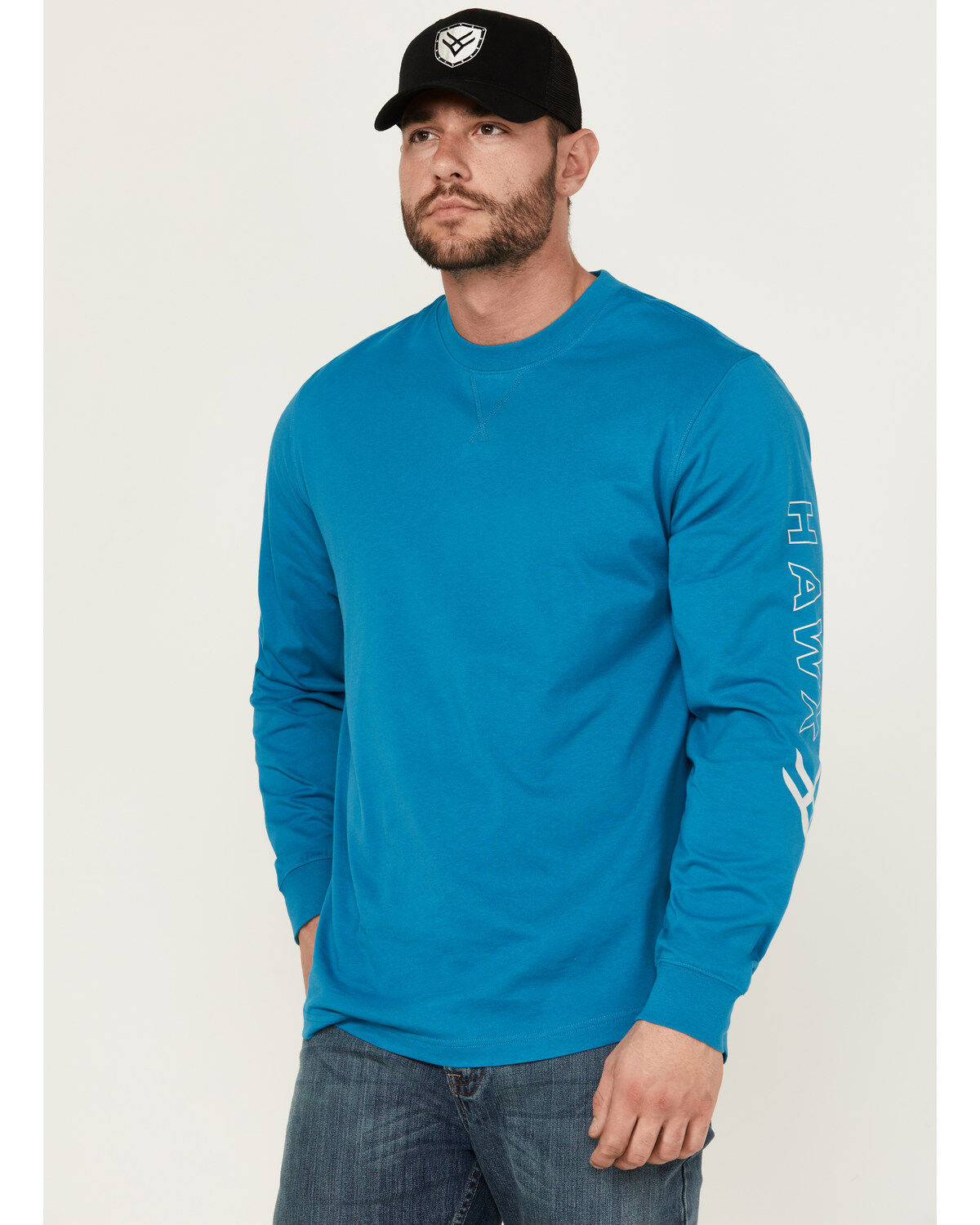 Men's Hawx Long Sleeve Knit Solid Logo Long Sleeve Work T-Shirt