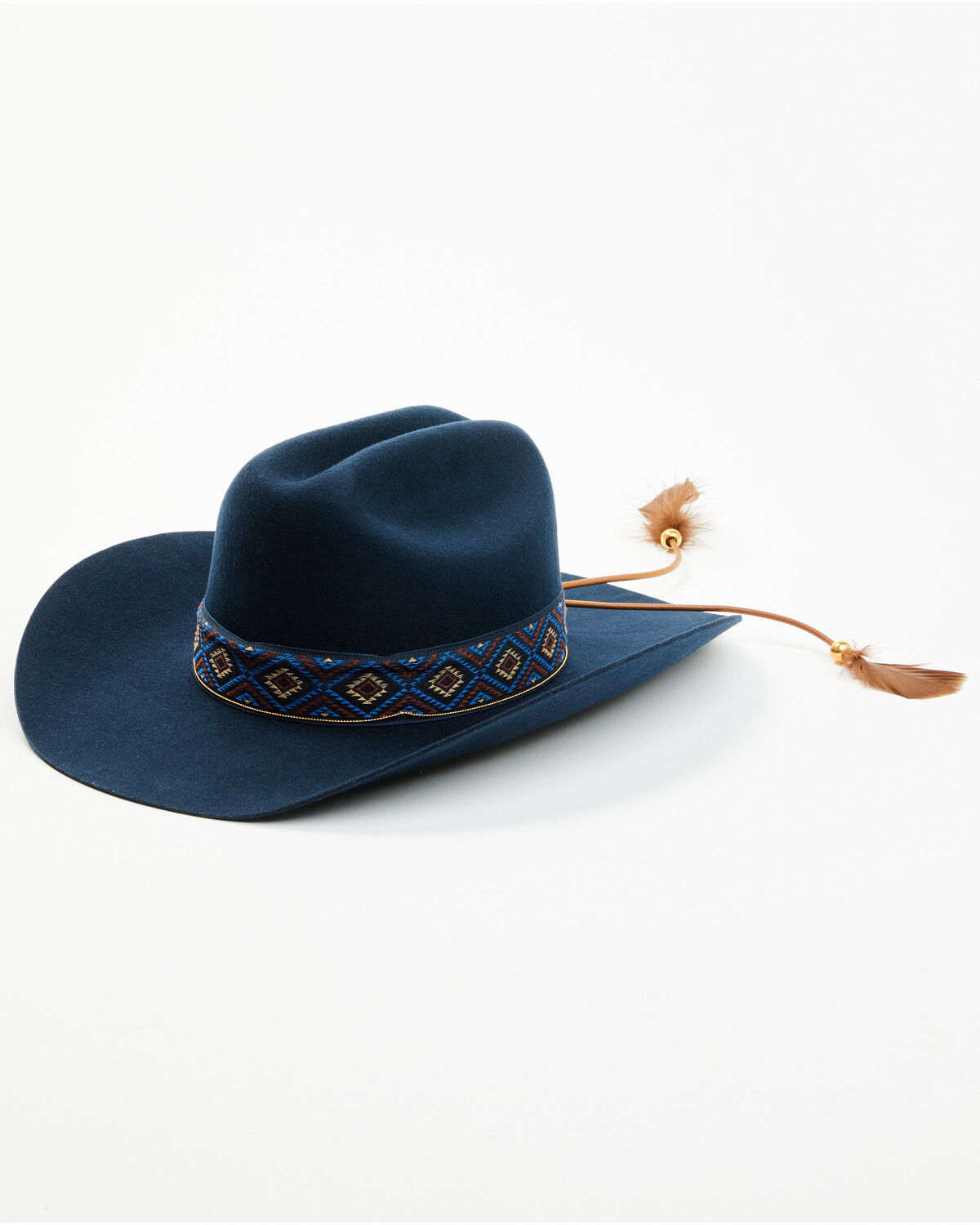 Women's Shyanne Southwestern Print Band Feathered Felt Cowboy Hat