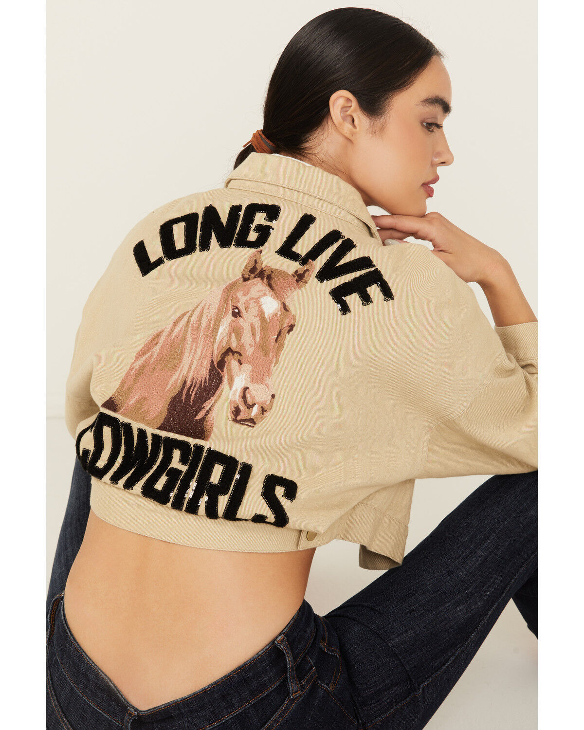 Women's Blue B Long Live Cowgirls Cropped Denim Jacket