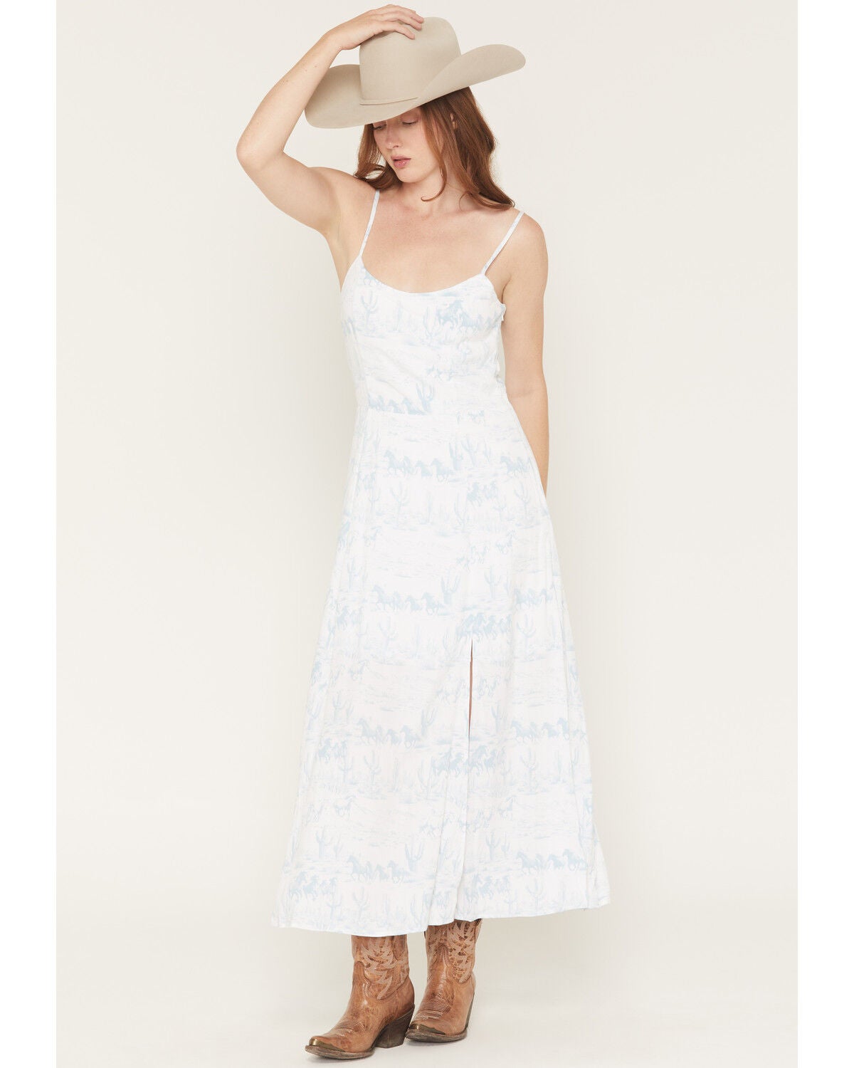 Women's Wrangler Retro Horse Print Front Slim Maxi Dress