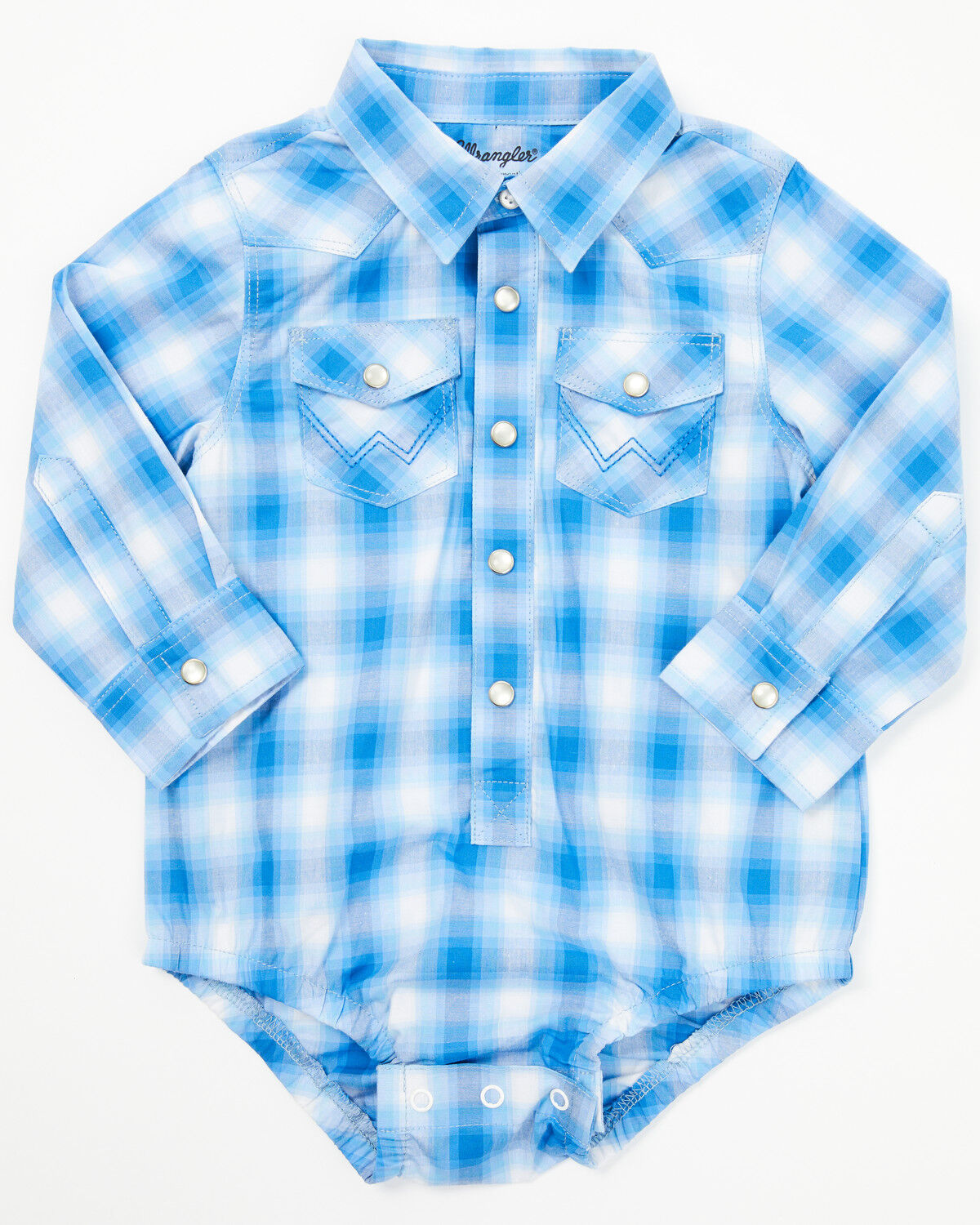 Boys' Wrangler Infant Plaid Print Long Sleeve Snap Onesie