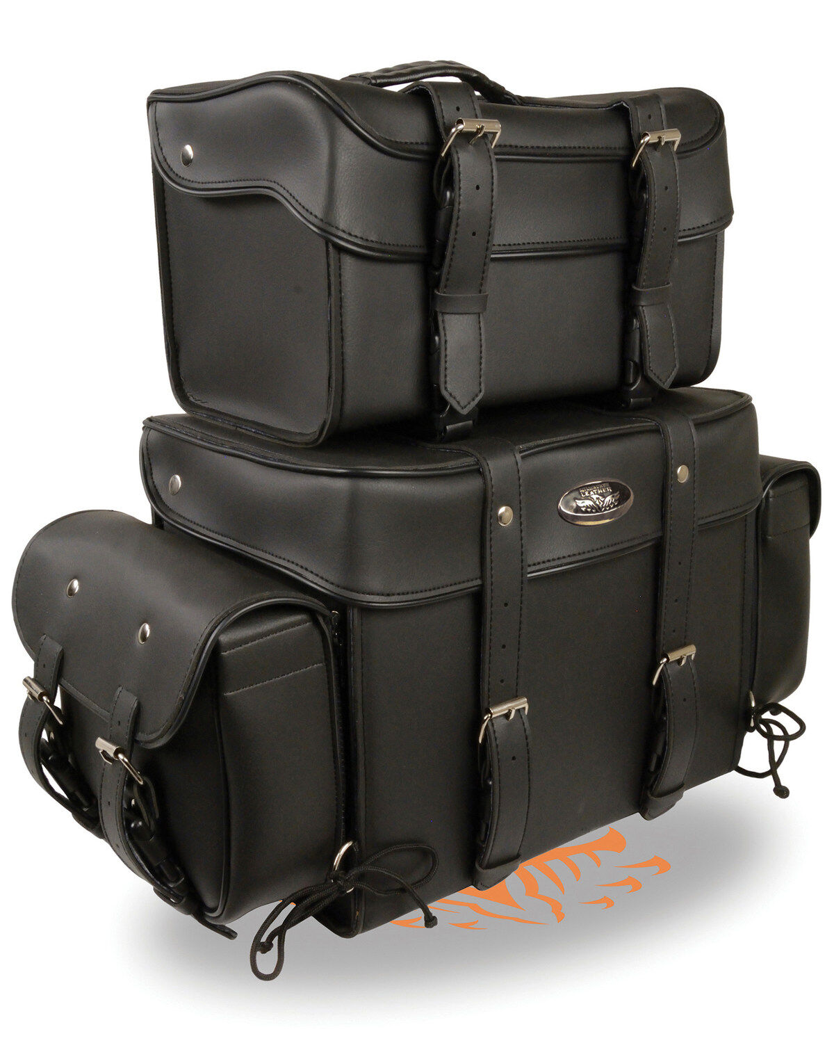 Milwaukee Leather Large Four Piece PVC Touring Pack With Barrel Bag