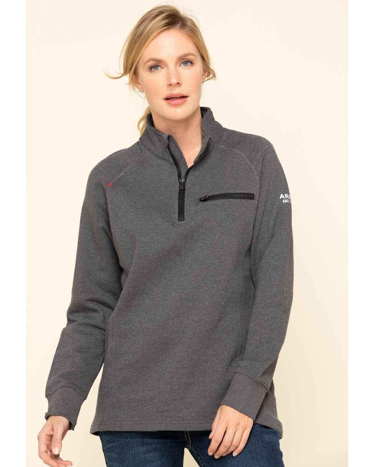 Women's Ariat Charcoal Heather FR Rev 1/4 Zip Pullover