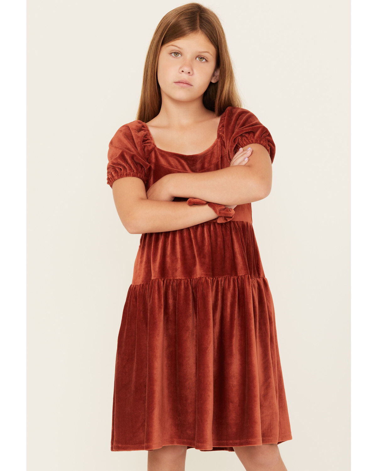 Girls' Shyanne Corduroy Puff Sleeve Dress