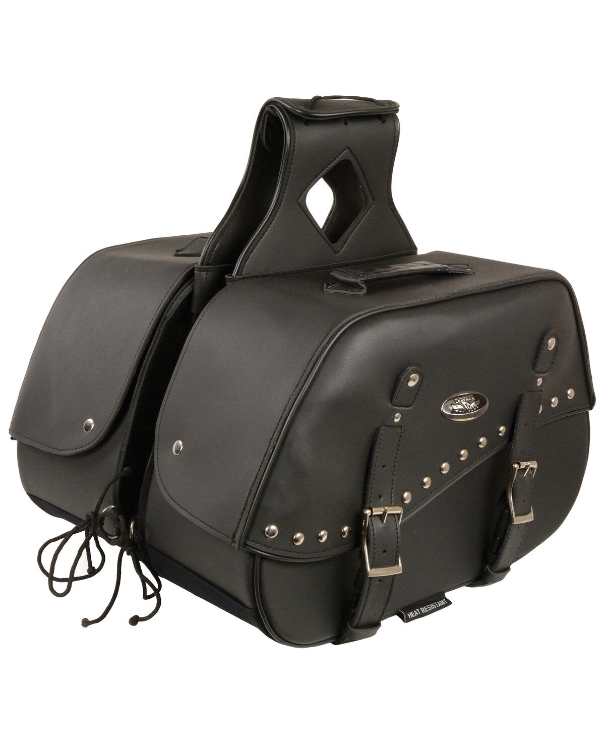 Milwaukee Leather Zip-Off Two Buckle Extended Lid Studded Throw Over S