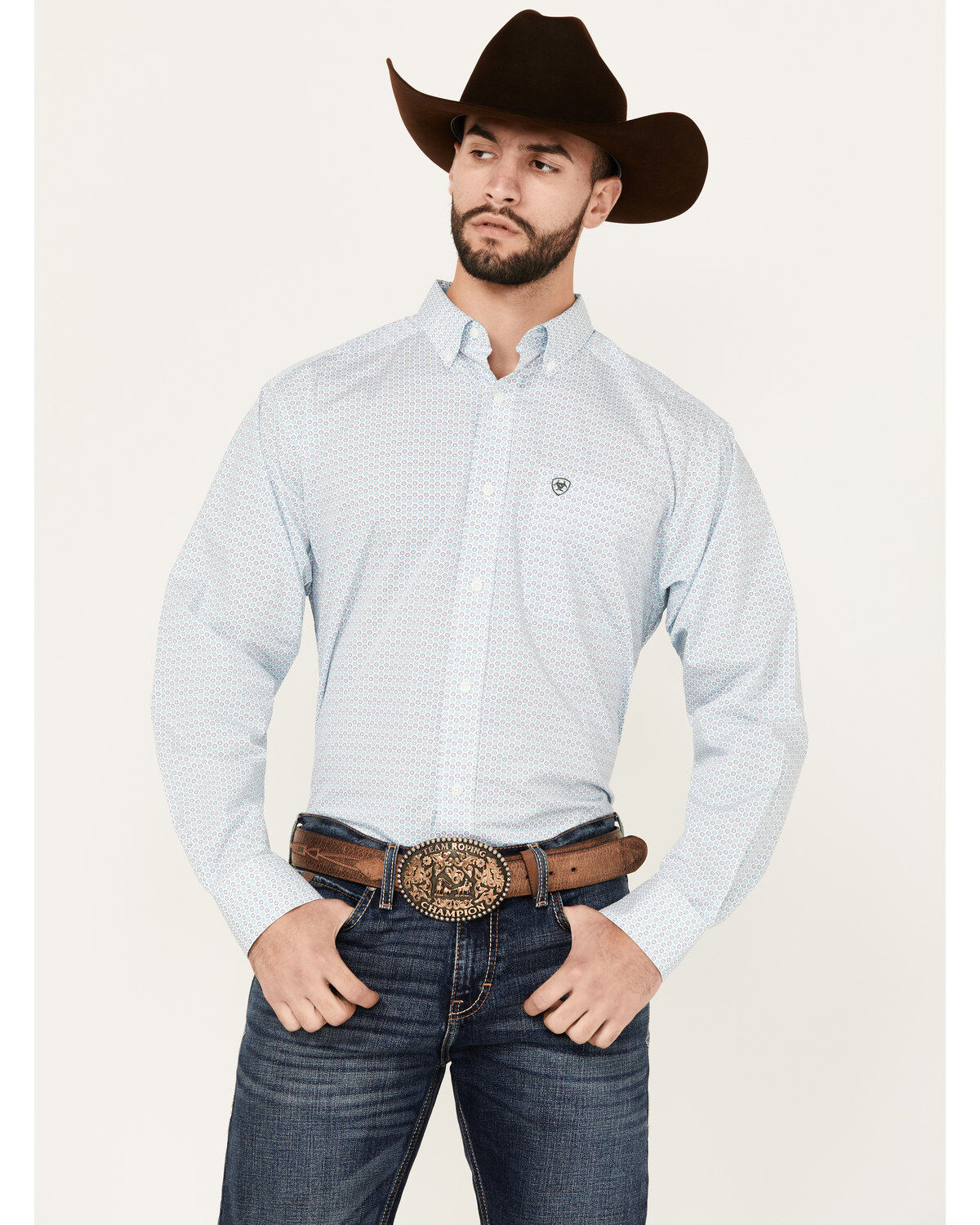 Men's Ariat Kolton Geo Print Long Sleeve Button-Down Western Shirt
