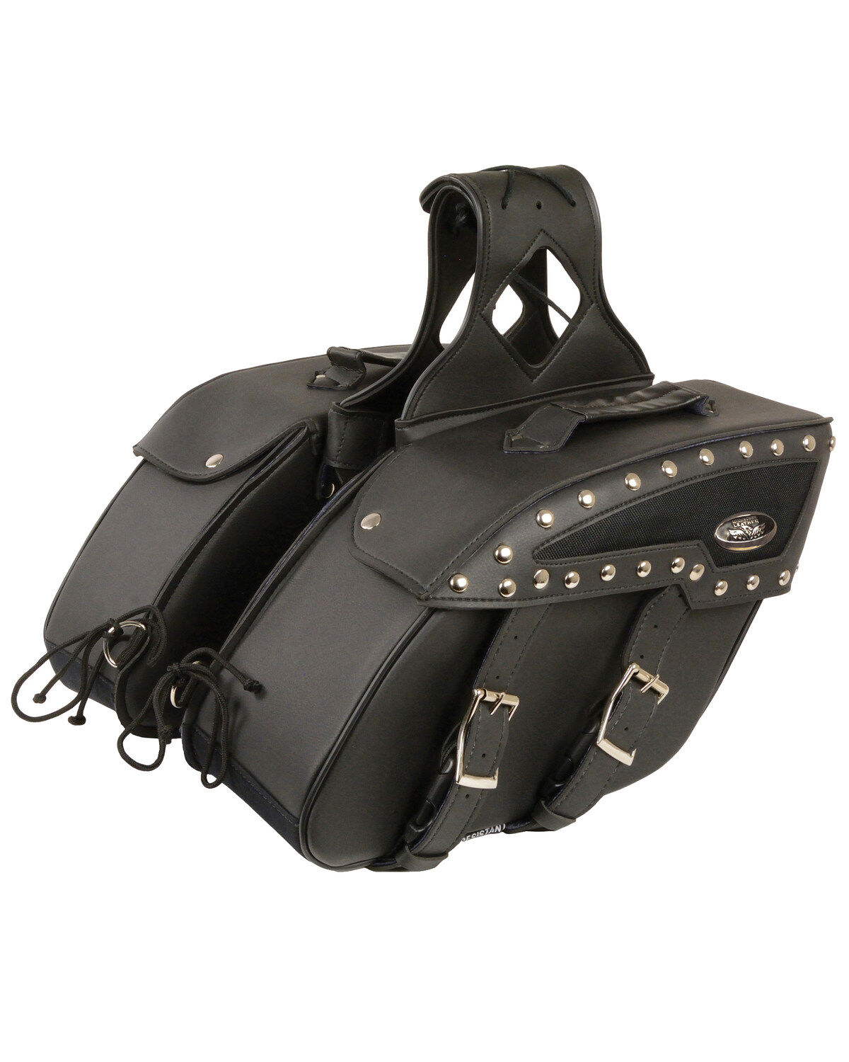 Milwaukee Leather Medium Zip-Off Studded PVC Slanted Throw Over Saddle