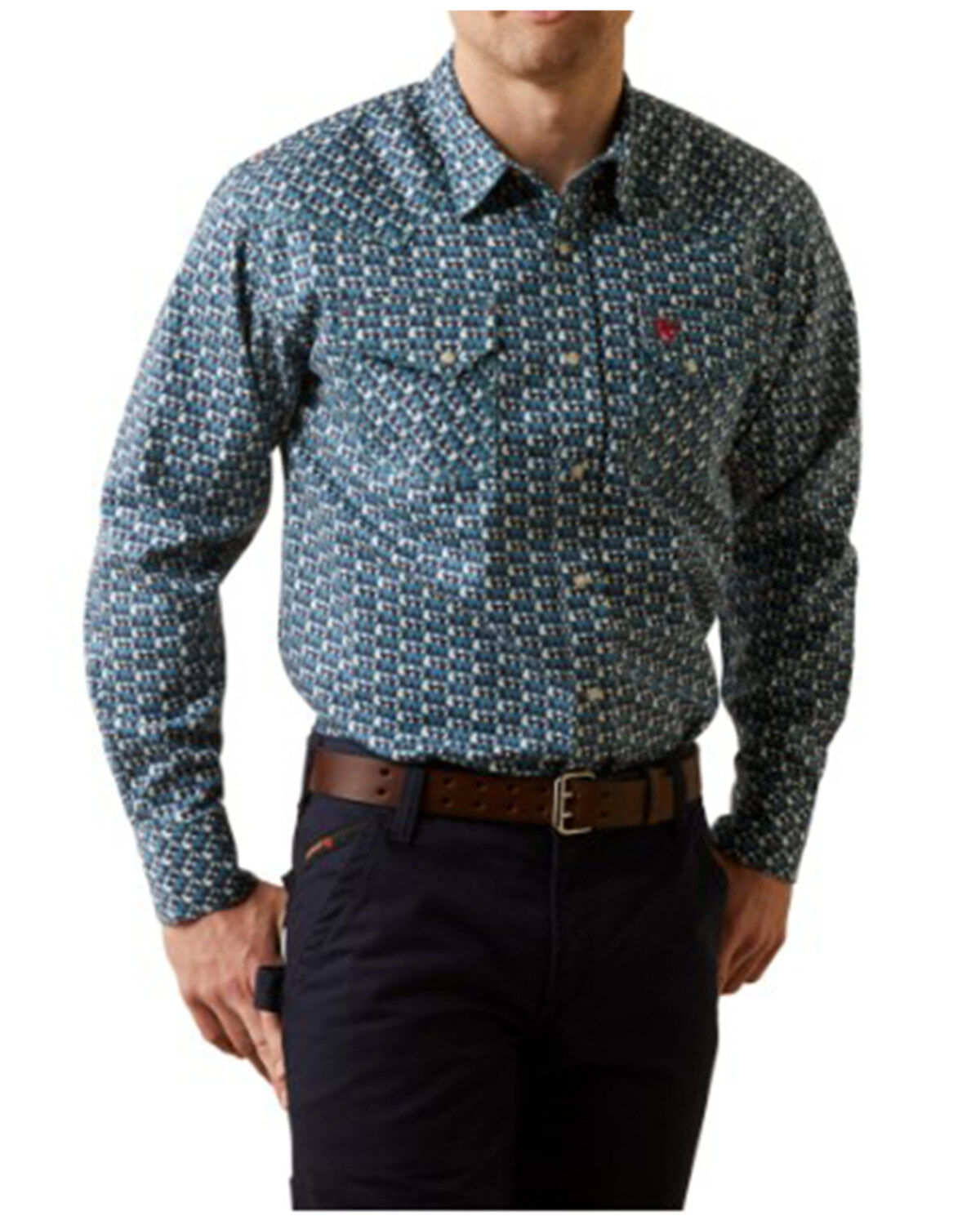 Men's Ariat FR Earp Retro Print Long Sleeve Snap Work Shirt