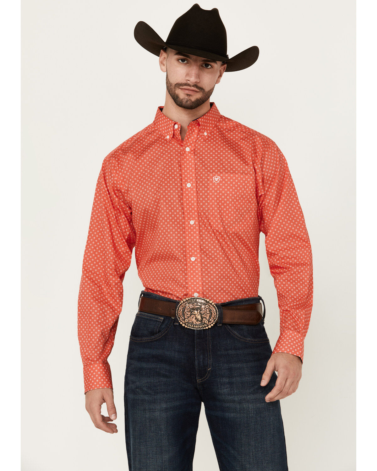 Men's Ariat Wilkie Geo Print Long Sleeve Button-Down Western Shirt