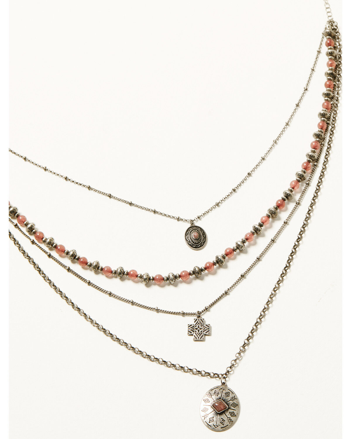 Women's Shyanne Strawberry Skies Layered Beaded Statement Necklace