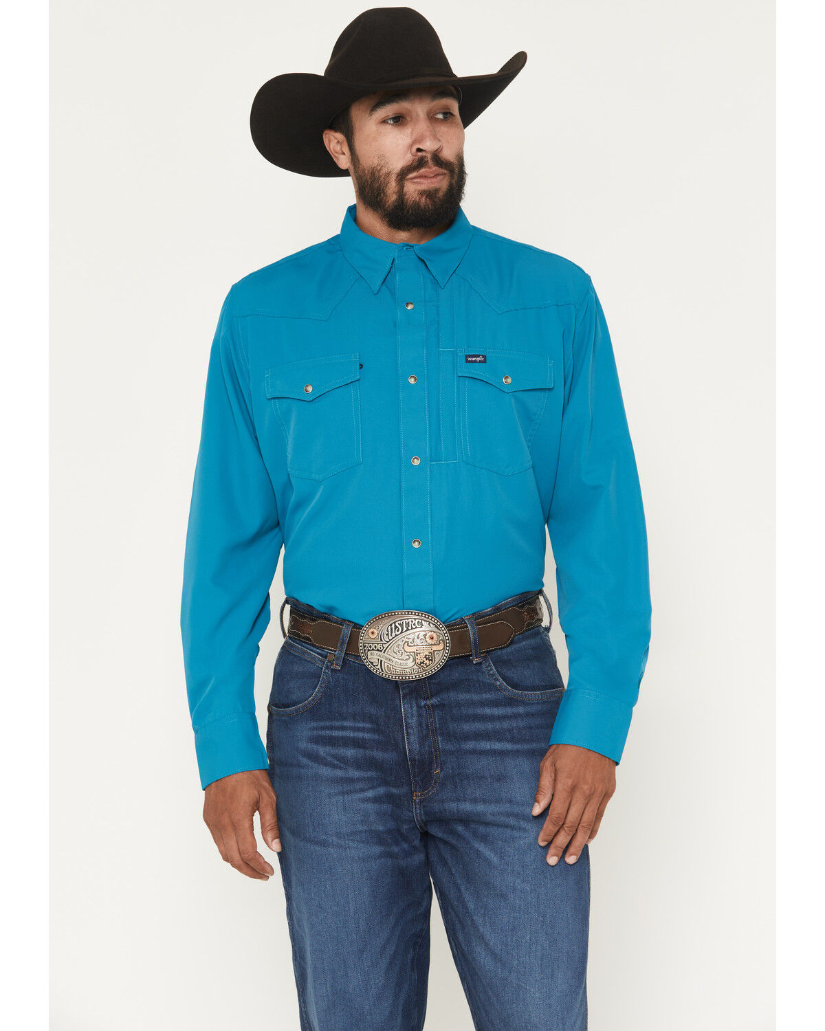 Men's Wrangler Solid Long Sleeve Snap Performance Western Shirt