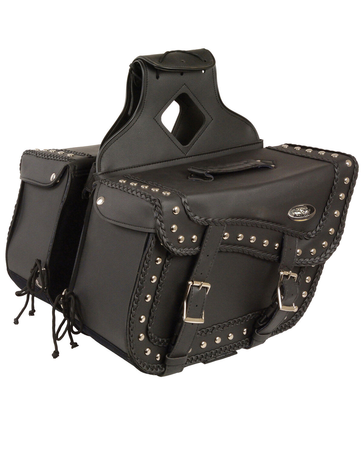 Milwaukee Leather Large Braided Zip-Off PVC Throw Over Saddle Bag with