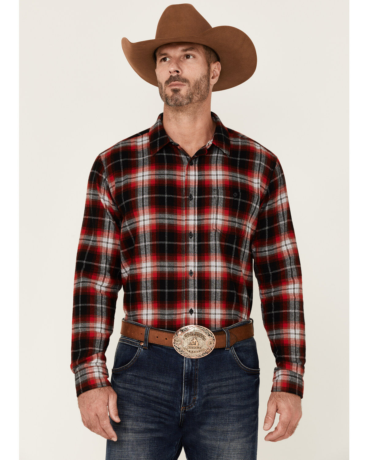 Men's Gibson Old School Plaid Long Sleeve Button Down Western Flannel
