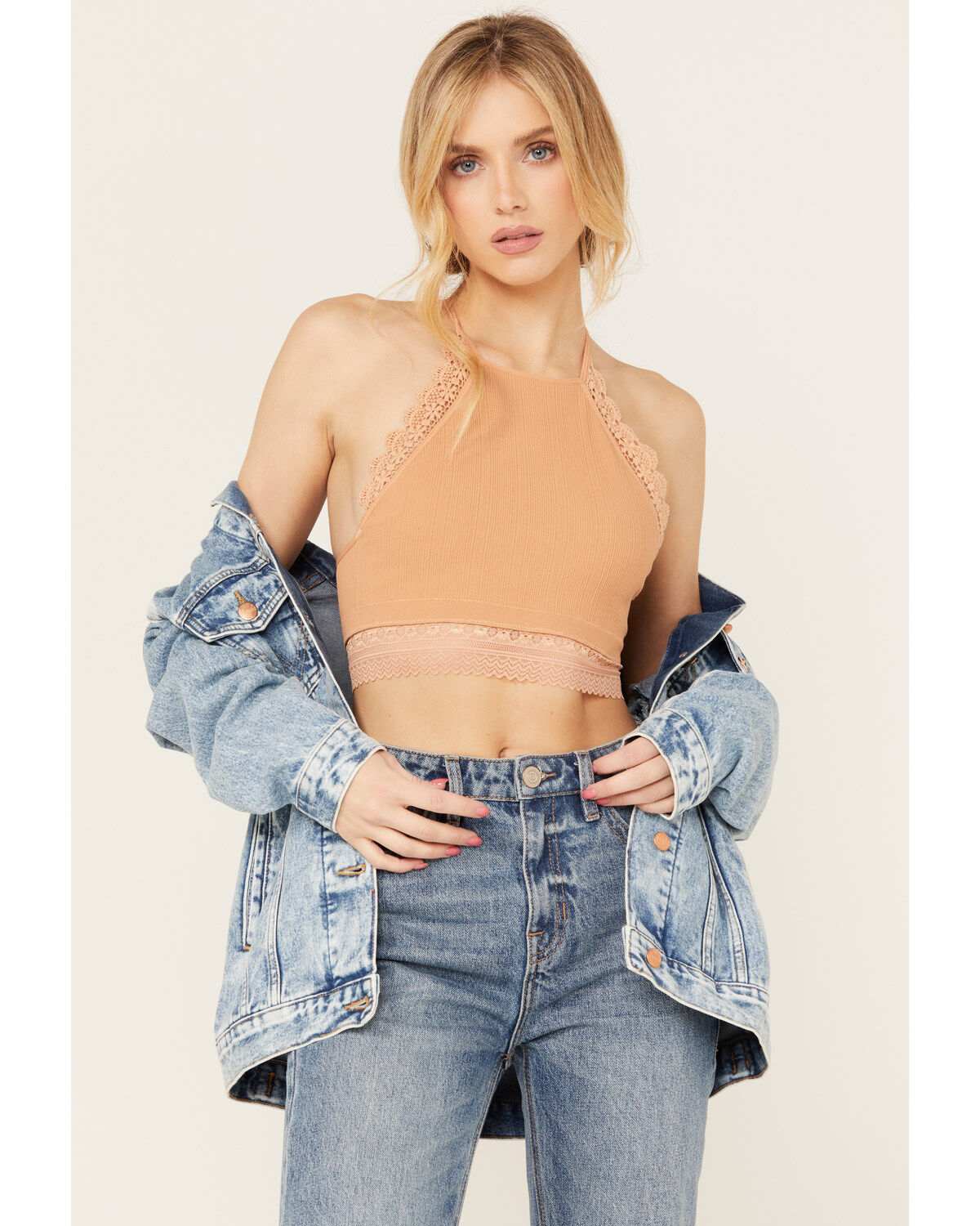 Women's Fornia Halter Lace Trim Bralette