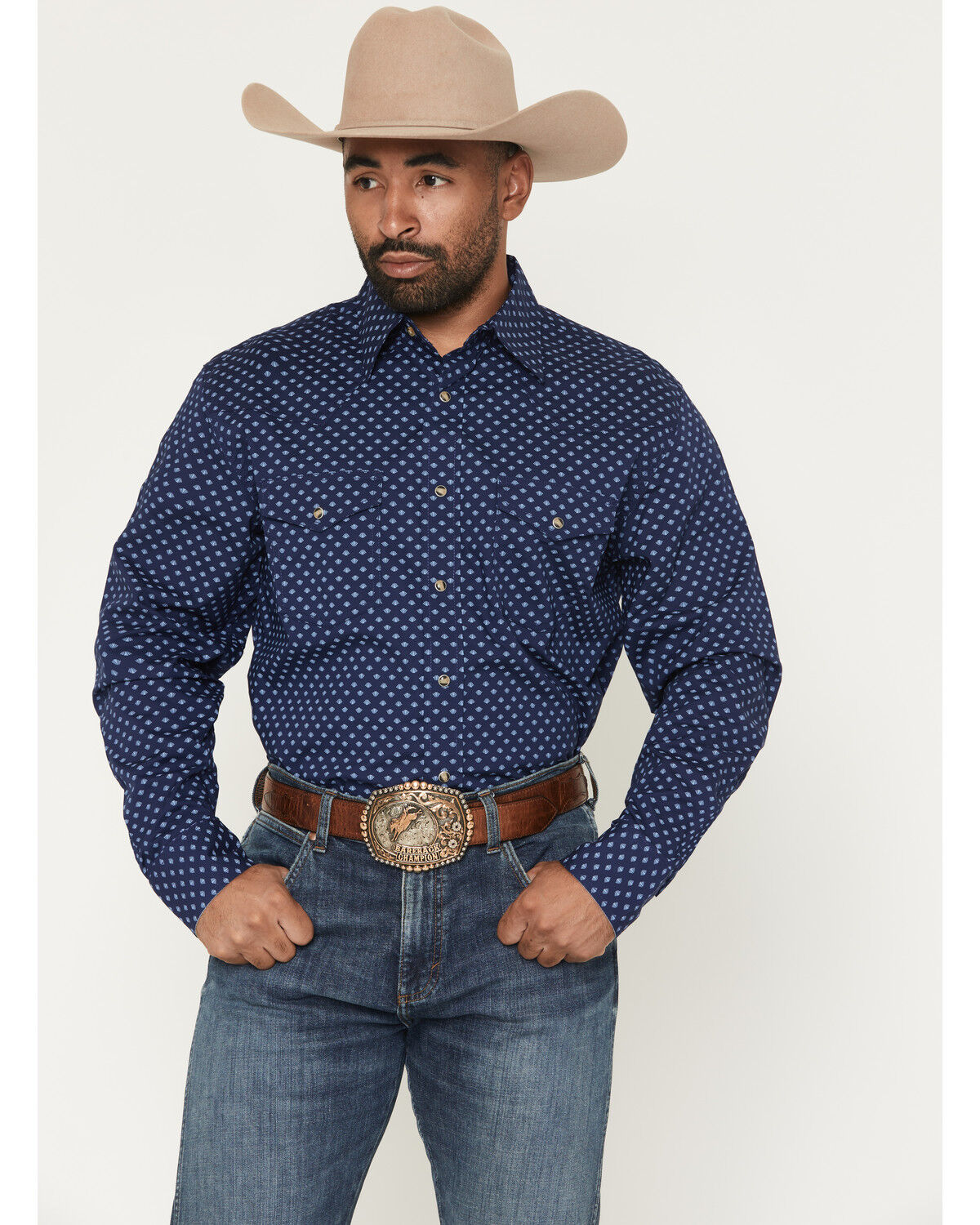 Men's Wrangler 20X Geo Print Long Sleeve Snap Stretch Western Shirt