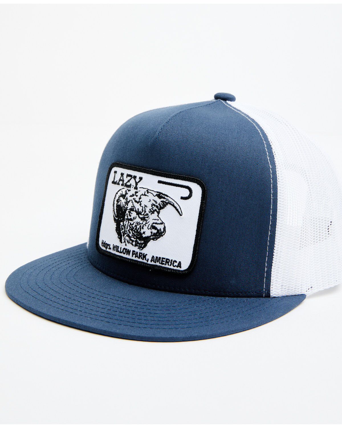 Men's Lazy J Ranch Willow Blue & White Large Patch Mesh-Back Ball Cap