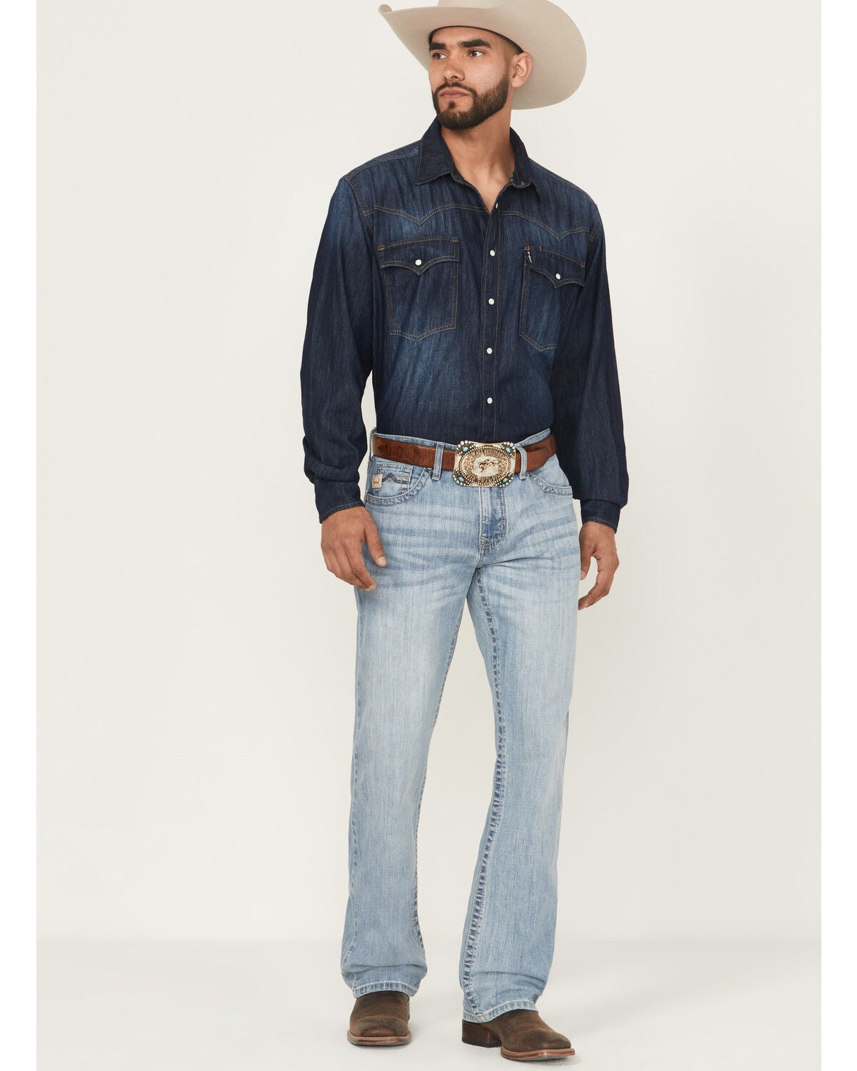 Men's Cinch Light Wash Slim Bootcut Performance Stretch Denim Jeans