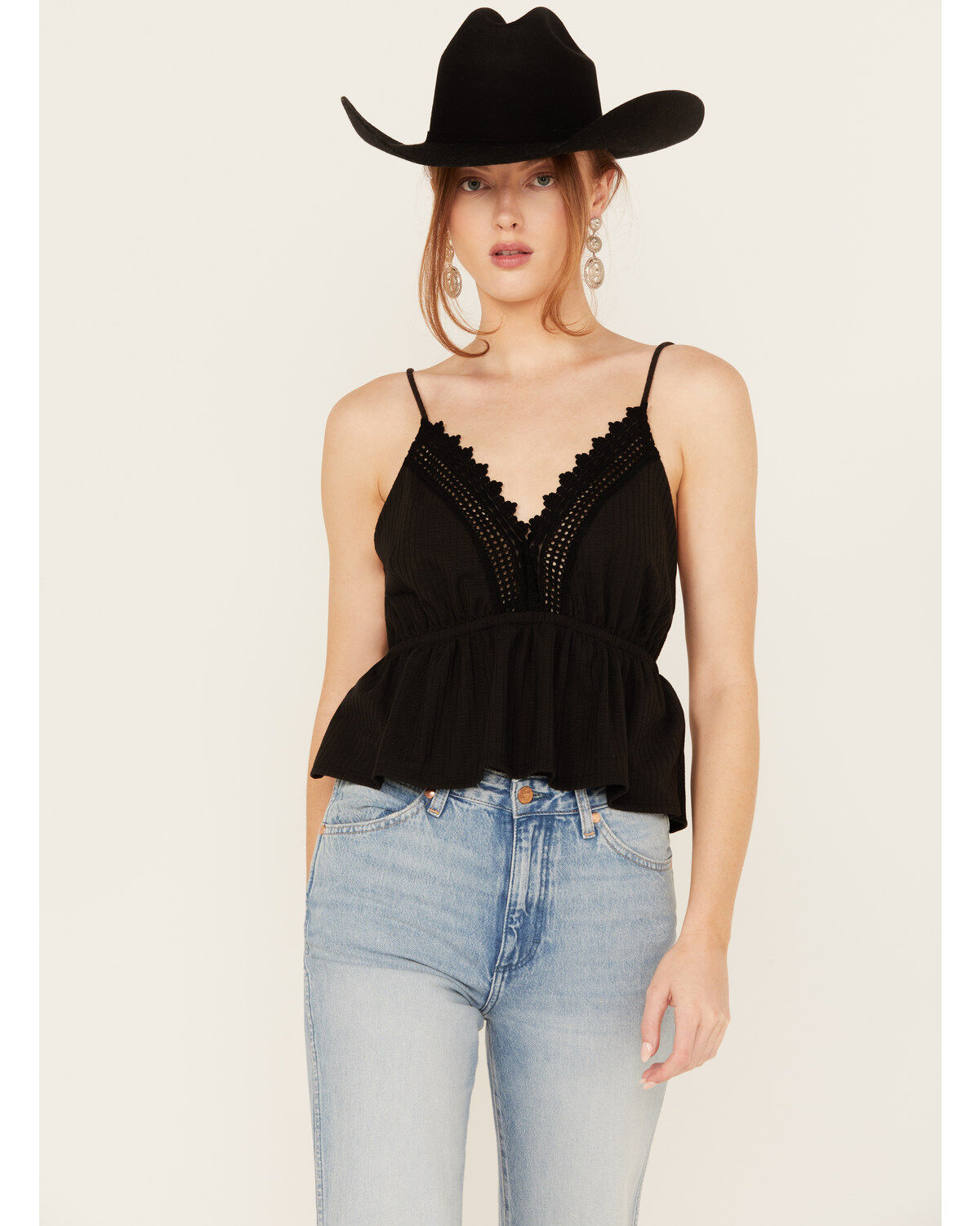 Women's Wild Moss Lace Trim Sleeveless Top