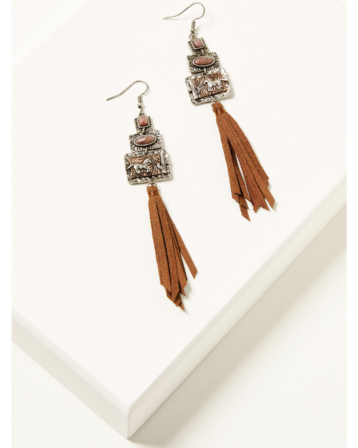 Women's Shyanne Strawberry Skies Running Horse Fringe Teardrop Earring