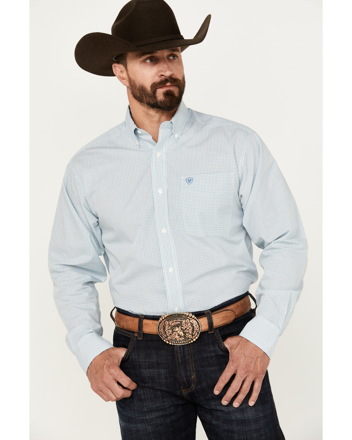Men's Ariat Wrinkle Free Westley Plaid Print Button-Down Long Sleeve W