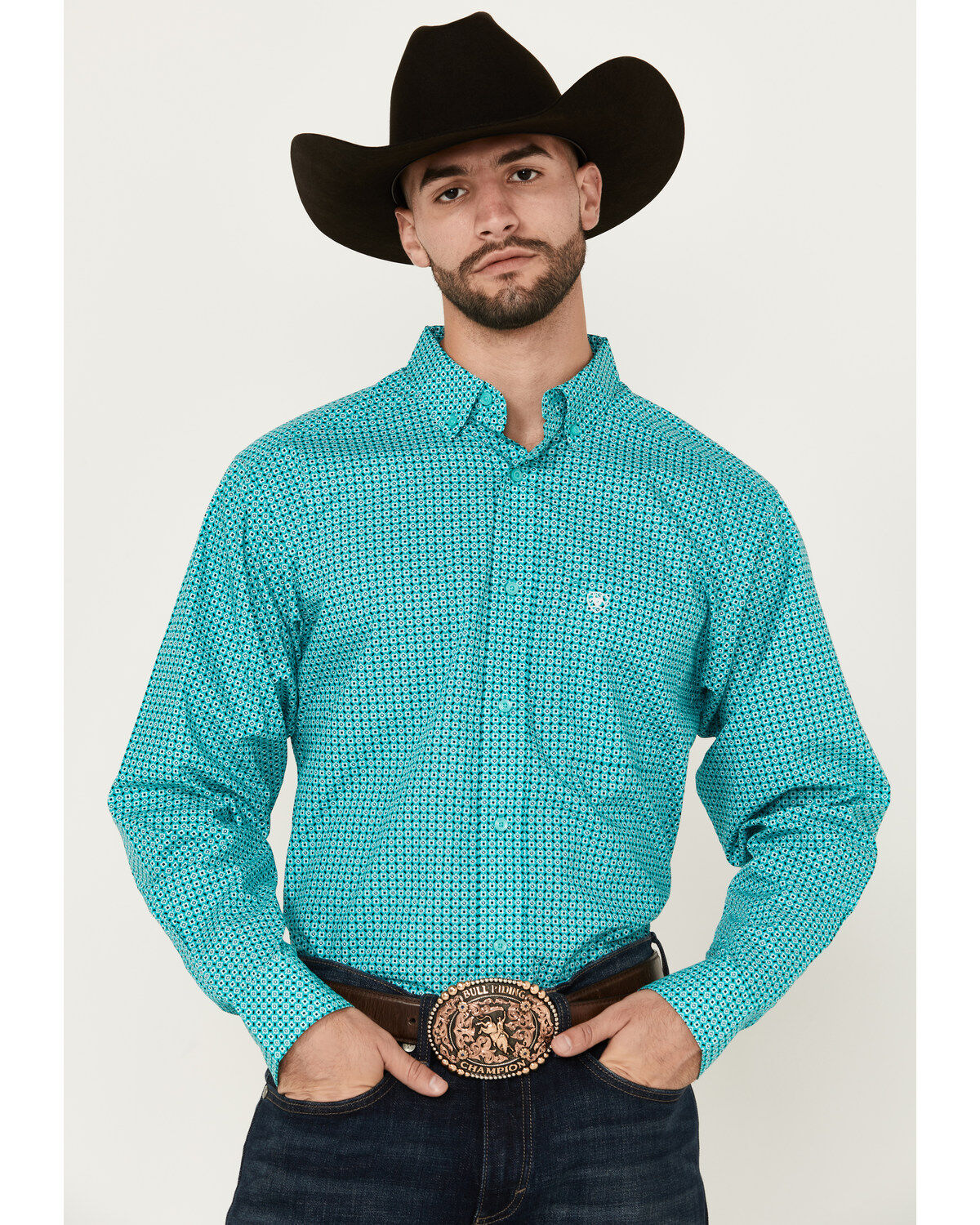 Men's Ariat Jaylin Geo Print Long Sleeve Button-Down Western Shirt