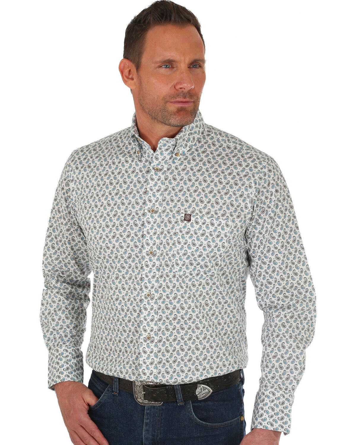 Men's Wrangler Performance Paisley Print Long Sleeve Western Shirt