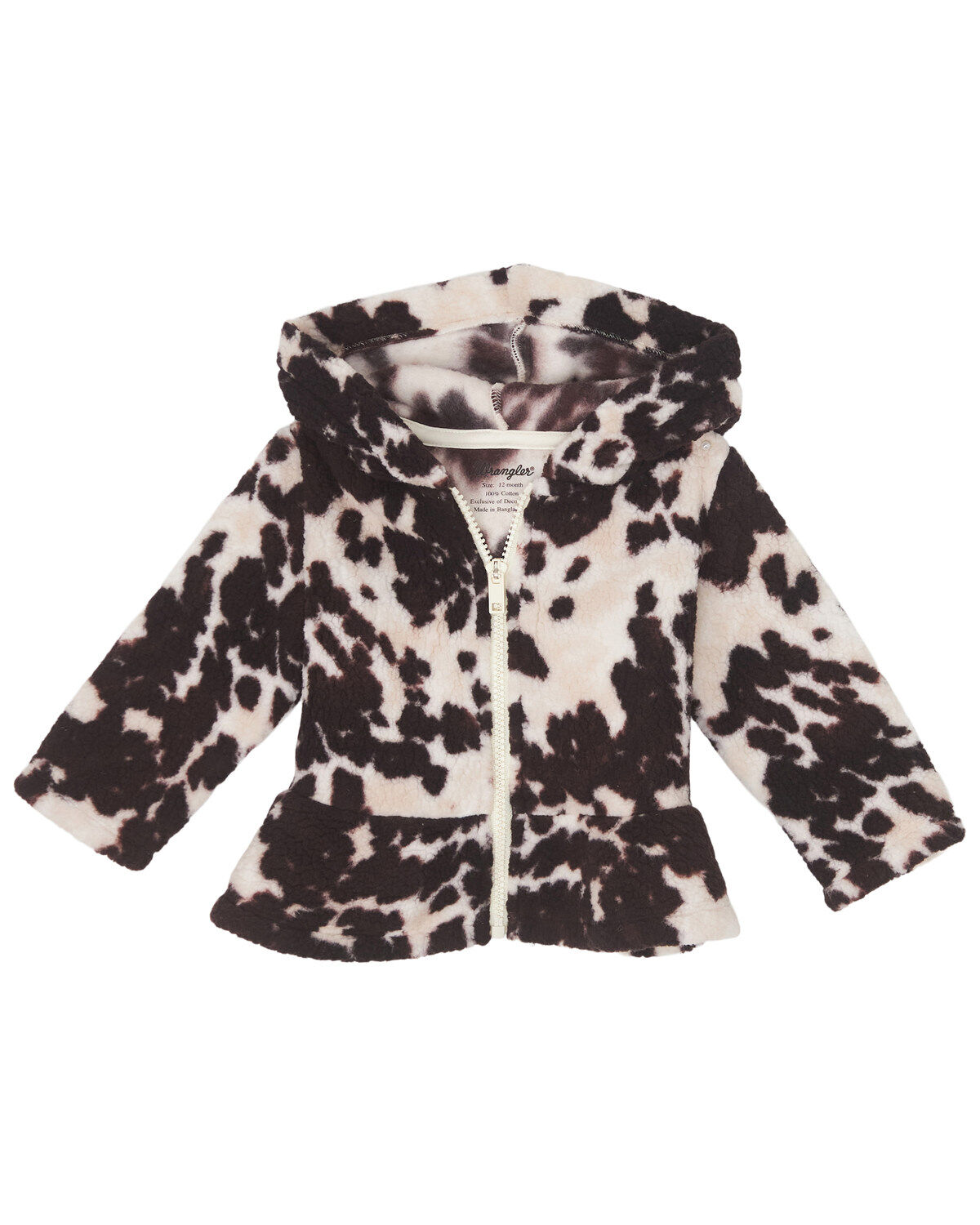 Girls' Wrangler Toddler Cow Print Sherpa Jacket